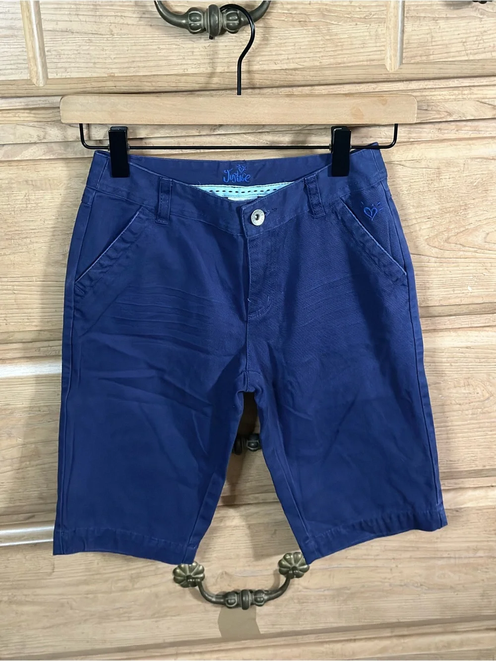 Justice | Long Blue Jean Chino Shorts | Size 12 Slim #Jorts